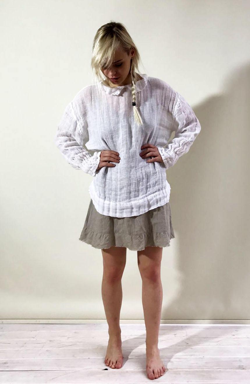 Black Gauze Top with Ruffled Cuffs, Linen Blouses For Women, Light Blouse Women, Black Blouse, White Blouse, Gauze Blouse, Gauzy Linen Top