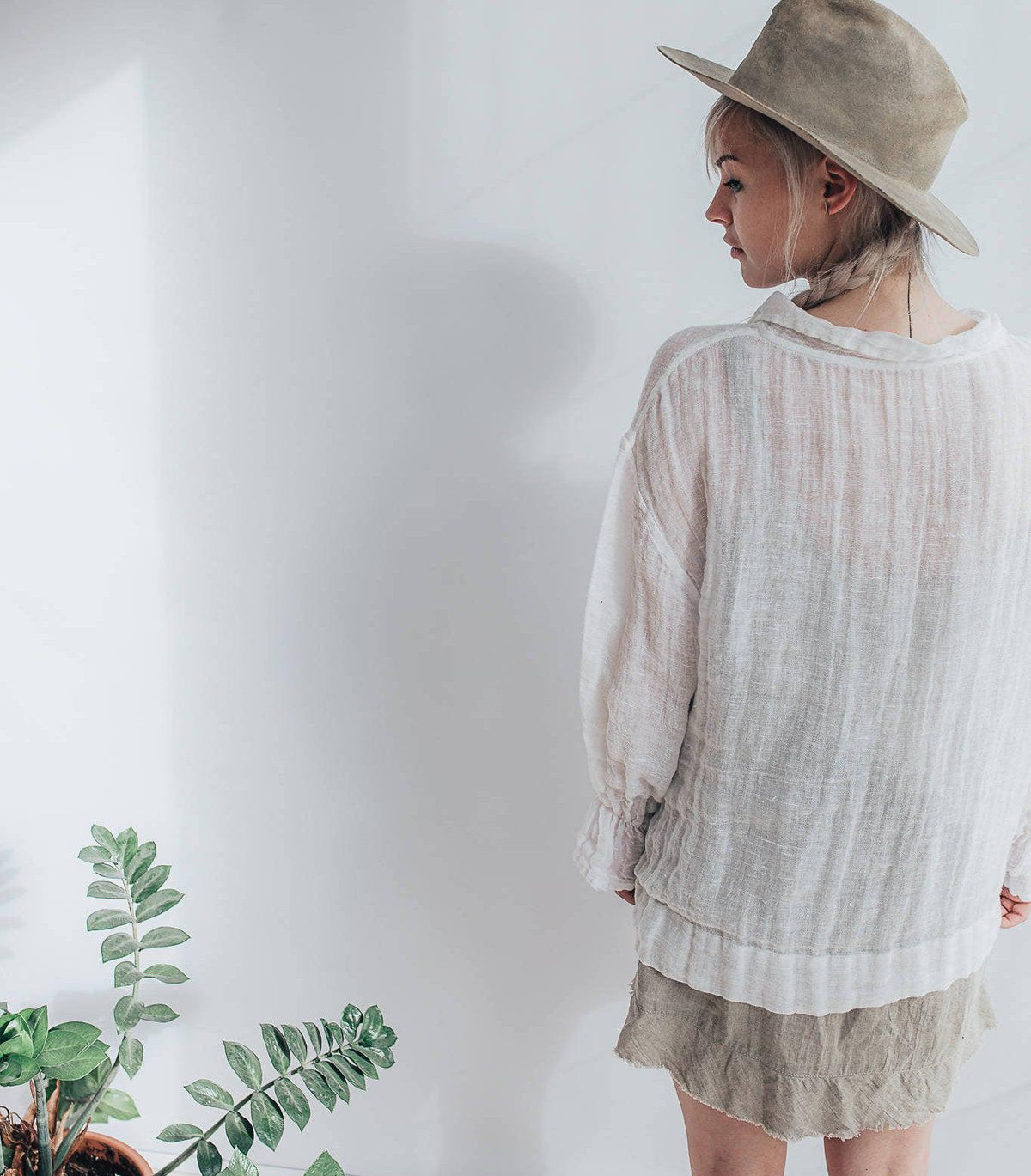 White Gauze Top with Ruffled Cuffs, Linen Blouses For Women, Light Blouse Women, Black Blouse, White Blouse, Gauze Blouse, Gauzy Linen Top