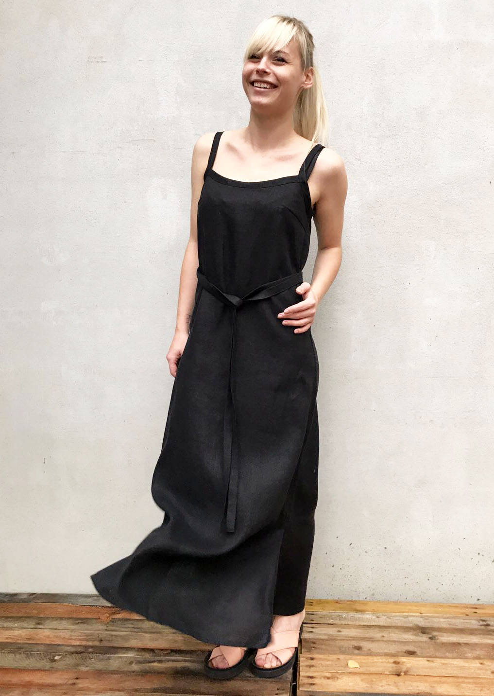 Black Linen Cami Dress, Linen Maxi dress Black, Base Layer, Slip Dress, Night Dress, Linen nightgown Strap dress Sleeveless linen dress
