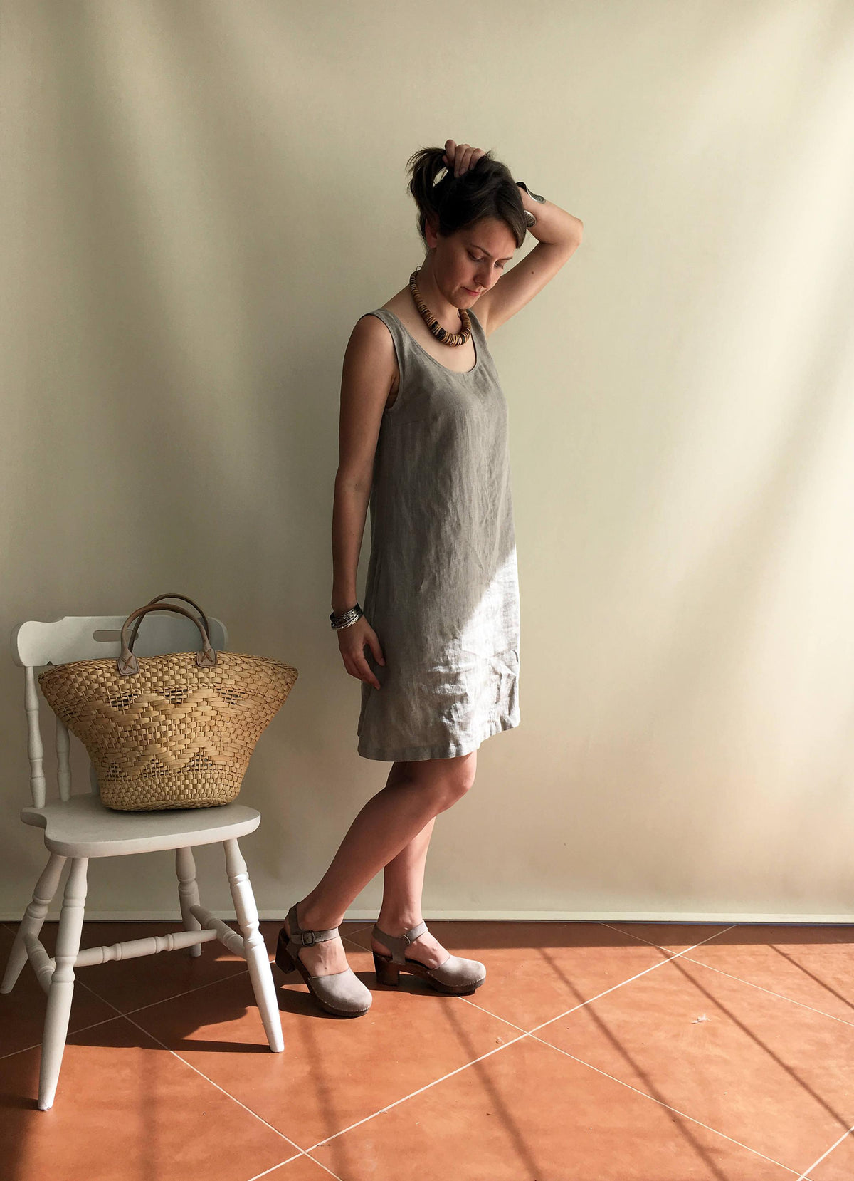 Natural Linen Jumper Dress, Pinafore Dress - Linenbee Natural Linen Jumper Dress, Pinafore Dress - Linenbee