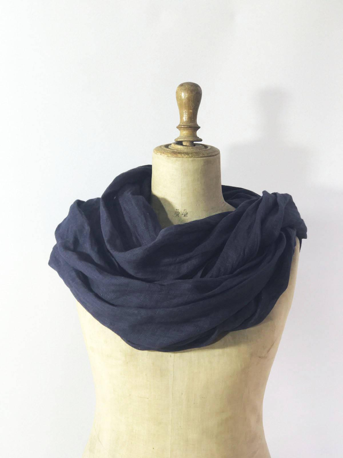 Linen Infinity Scarf from Charcoal Grey, Pure Linen Wrap Shawl, Light Infinity Scarf Grey, Infinity Scarf for Women, Grey Linen Scarf