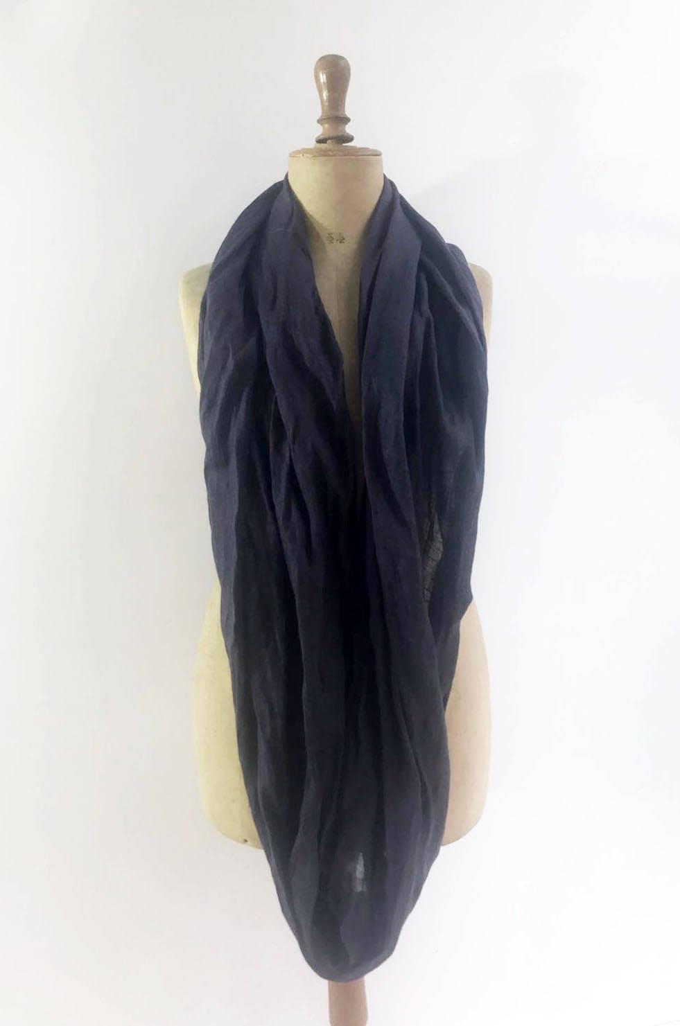 Linen Infinity Scarf from Charcoal Grey, Pure Linen Wrap Shawl, Light Infinity Scarf Grey, Infinity Scarf for Women, Grey Linen Scarf