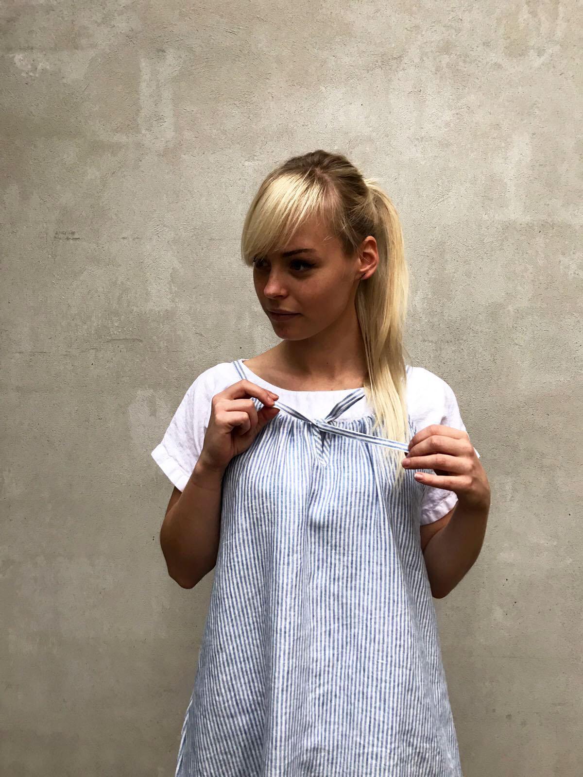 Simple Linen Dress with drawstring neckline, Sleeveless Midi Dress, Pinafore Dress, Linen Midi Dress, Linen Dress Women, Loose Adjustable