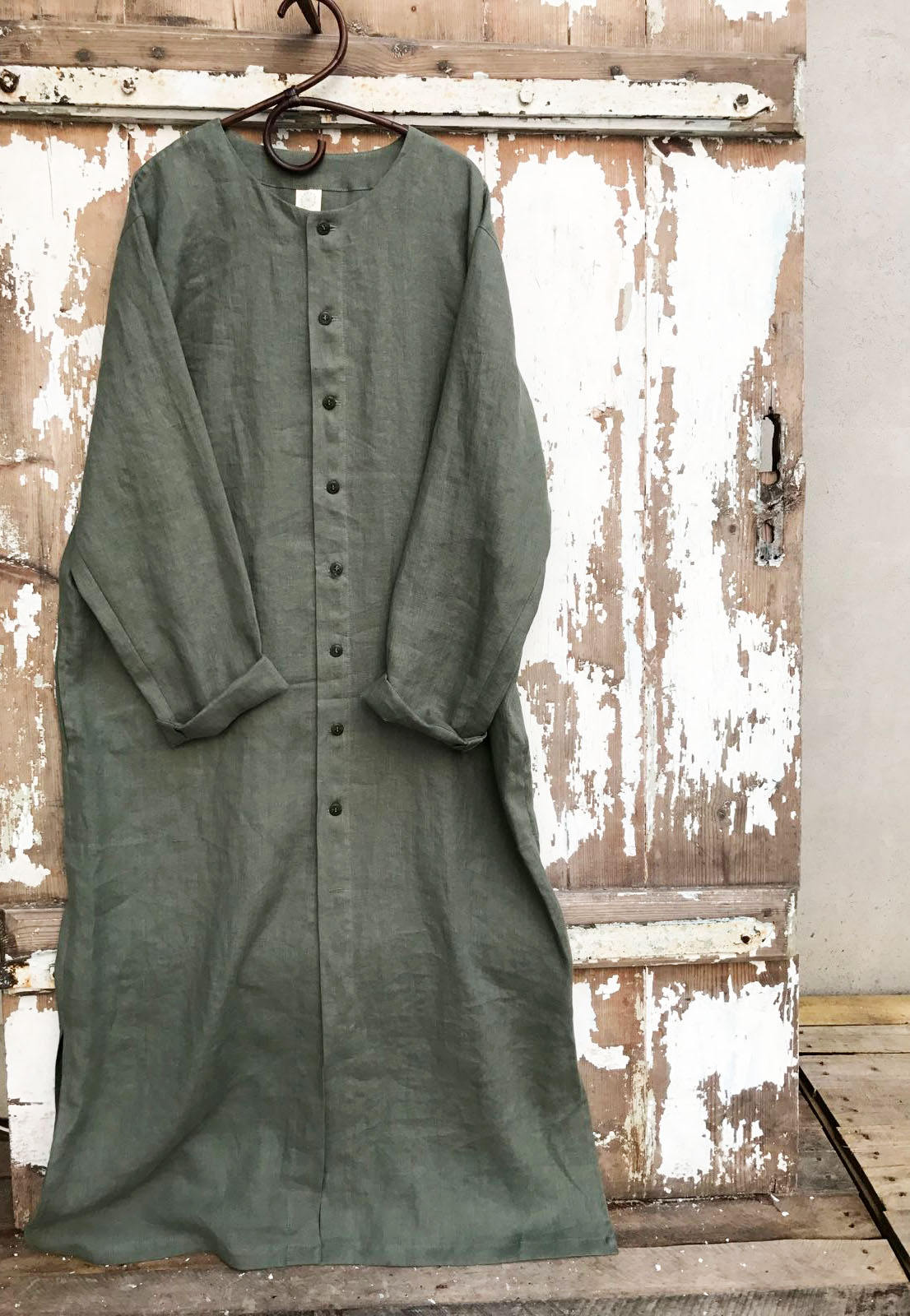 Buttoned Linen Kaftan, Kaftan Robe with Buttons, Button Up Man robe, Plus size Gift for man kaftan, boyfriend gift, linen pyjamas Man gifts