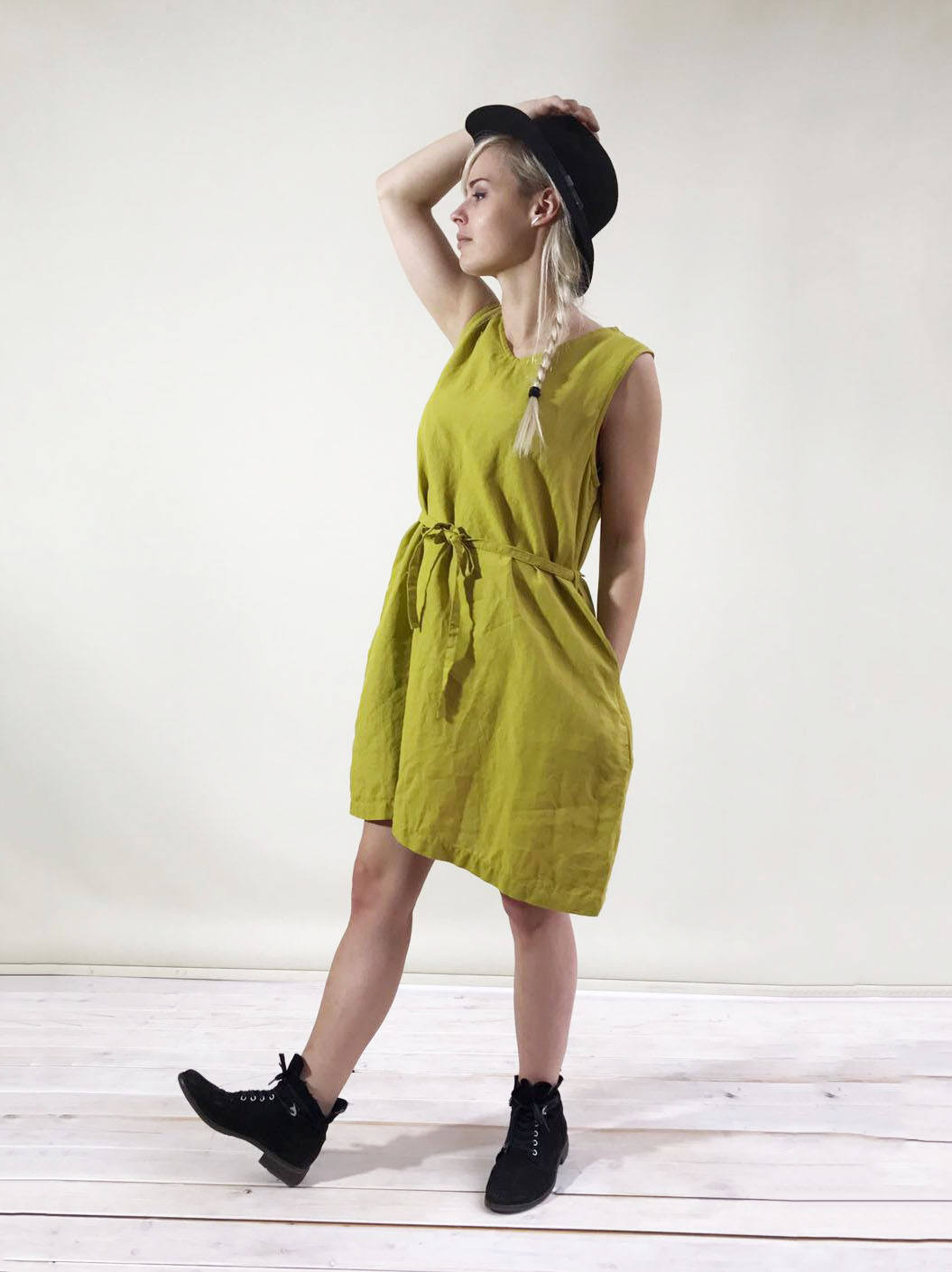 Sleeveless Linen Dress with V neckline, Sleeveless Midi Dress, Pinafore Dress, Linen Midi Dress, Linen Dress Women, Light Summer Dress Plus