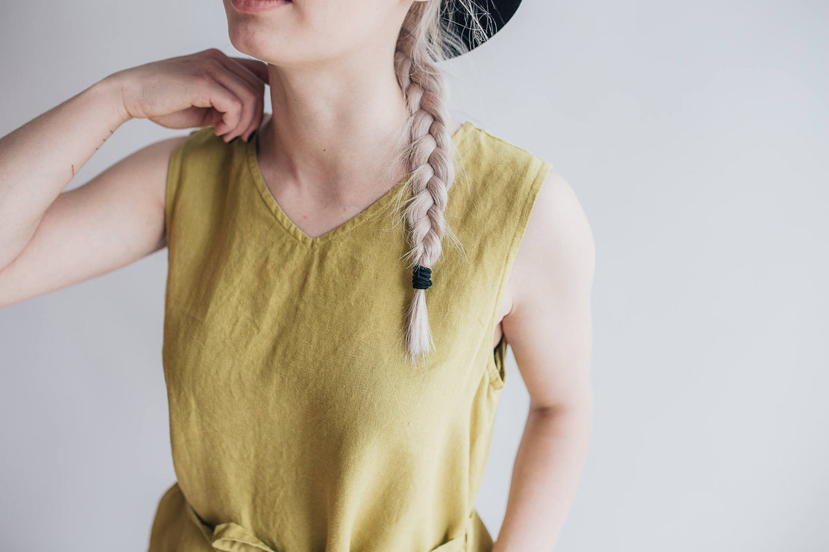 Sleeveless Linen Dress with V neckline, Sleeveless Midi Dress, Pinafore Dress, Linen Midi Dress, Linen Dress Women, Light Summer Dress Plus