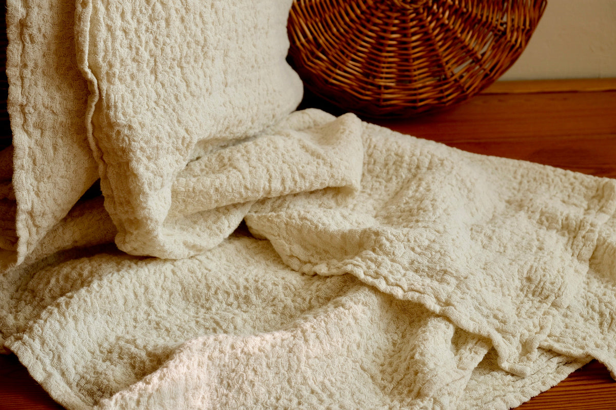 Linen bed cover Champagne color Textured, Rustic linen, Rustic blanket, linen throw, bed throw, rustic throw, cream bed covers linen bedding