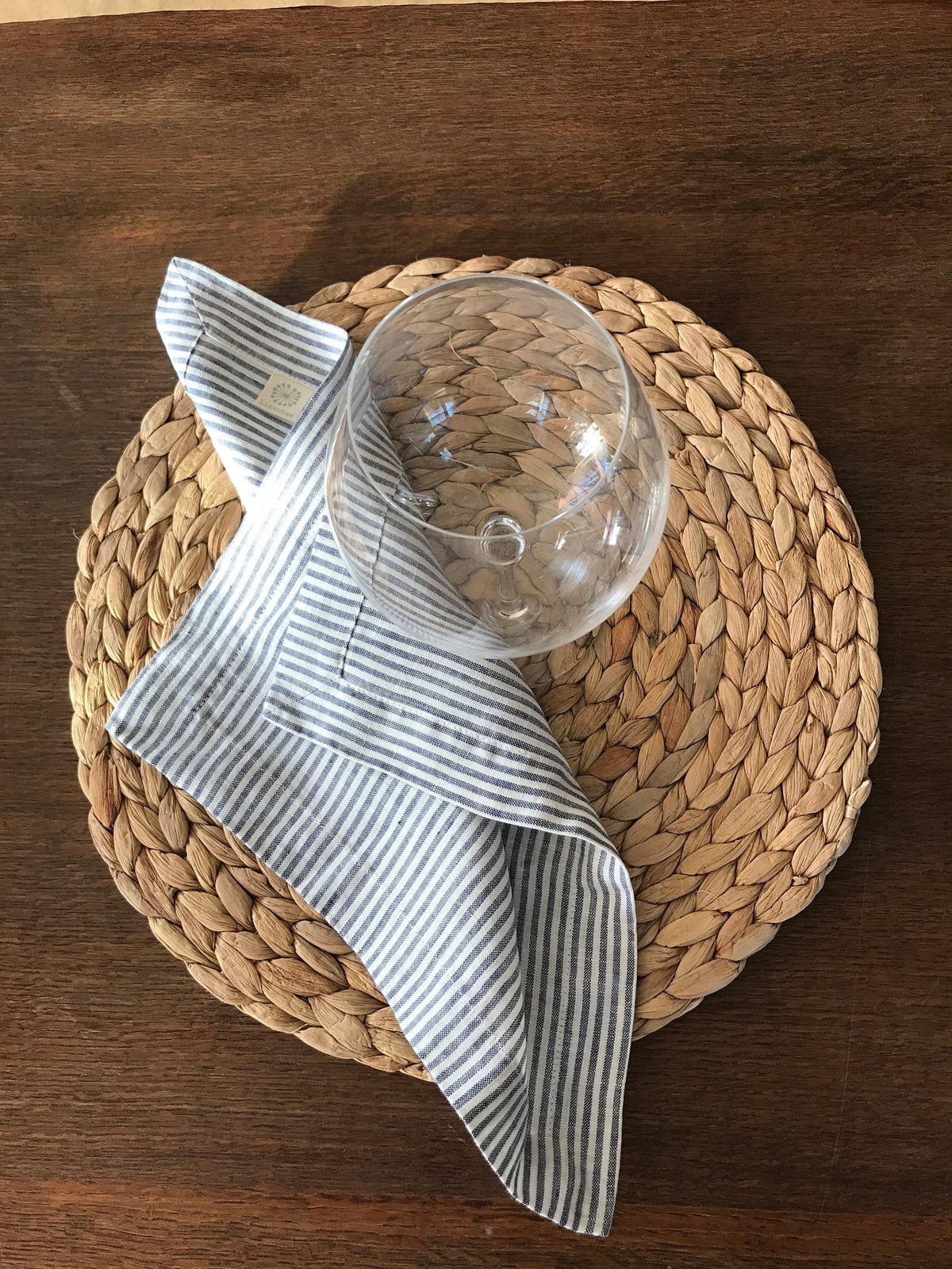 Striped Linen Napkins, Set of Six striped cloth napkins, linen napkins, cloth dining napkins, grey blue white napkins, eco friendly wedding