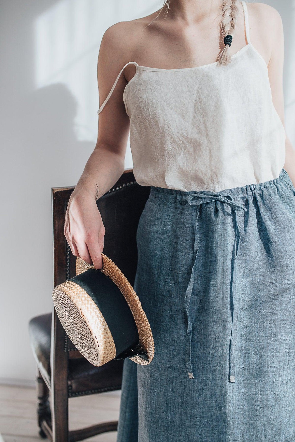Linen Strap Top, Linen Slip Top, Base Layer, Underdress, White slip top, Underlayer Top, Sleeveless linen top, Summer top, Simple linen top