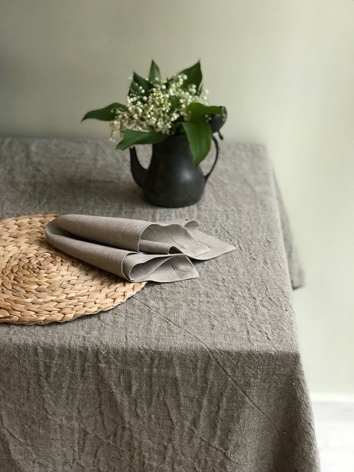 Linen Napkins, Set of 8 natural taupe linen napkins, eight cloth napkins, natural napkins, cloth dining napkins, grey napkins Linenbee