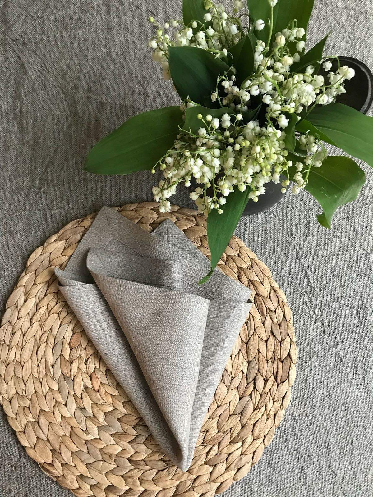 Linen Napkins, Set of 8 natural taupe linen napkins, eight cloth napkins, natural napkins, cloth dining napkins, grey napkins Linenbee