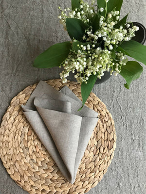 Linen Napkins, Set of 8 natural taupe linen napkins - Linenbee