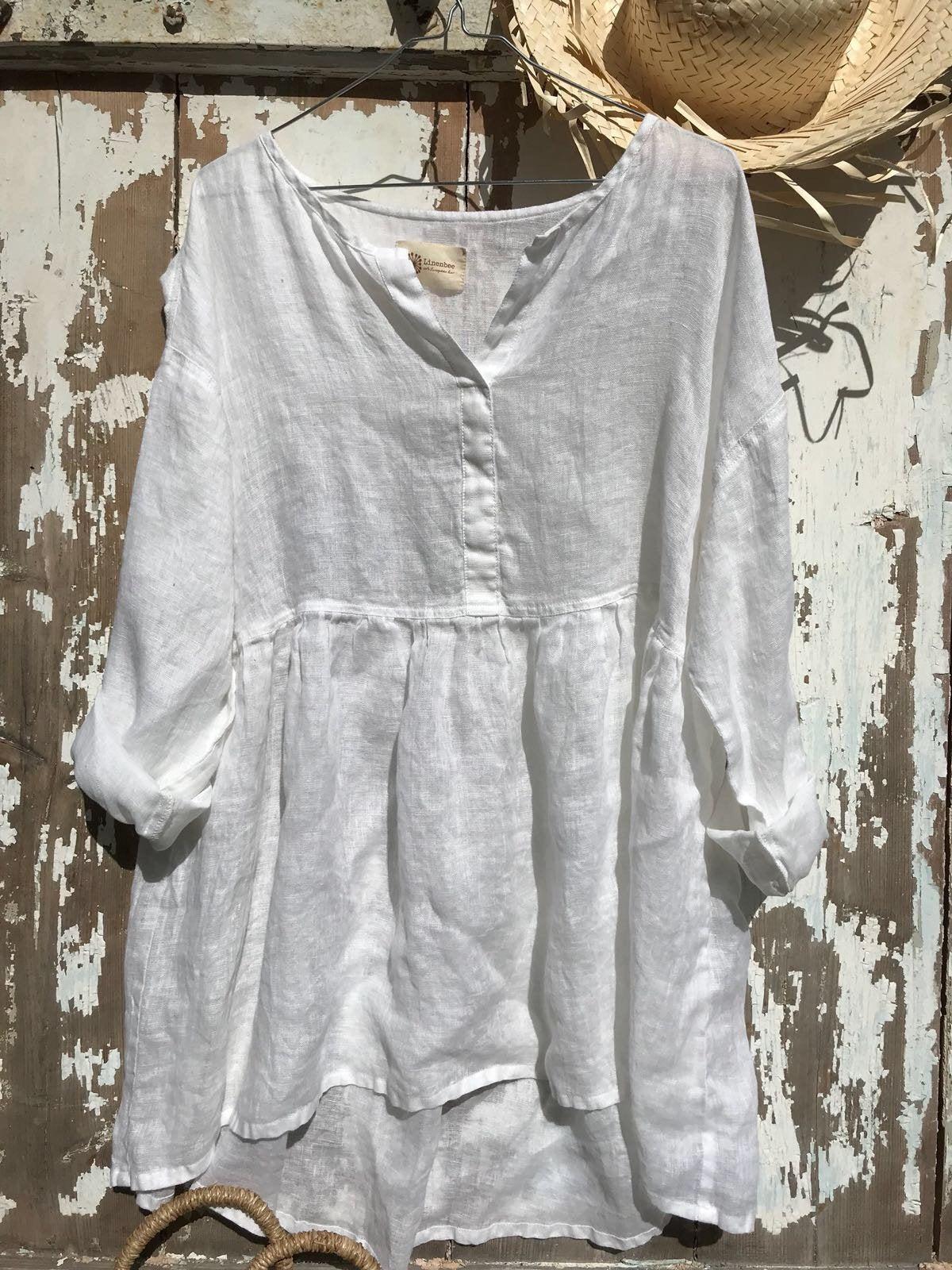 Oversized Crop Top, Oversized Shirt, White Linen Shirt, Plus Size Top, Linen Blouse, Womens Shirt, Loose Plus Size, Cropped Shirt, Boho