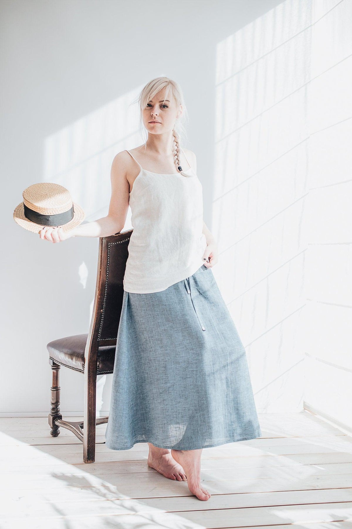 Linen Strap Top, Linen Slip Top, Base Layer, Underdress, White slip top, Underlayer Top, Sleeveless linen top, Summer top, Simple linen top