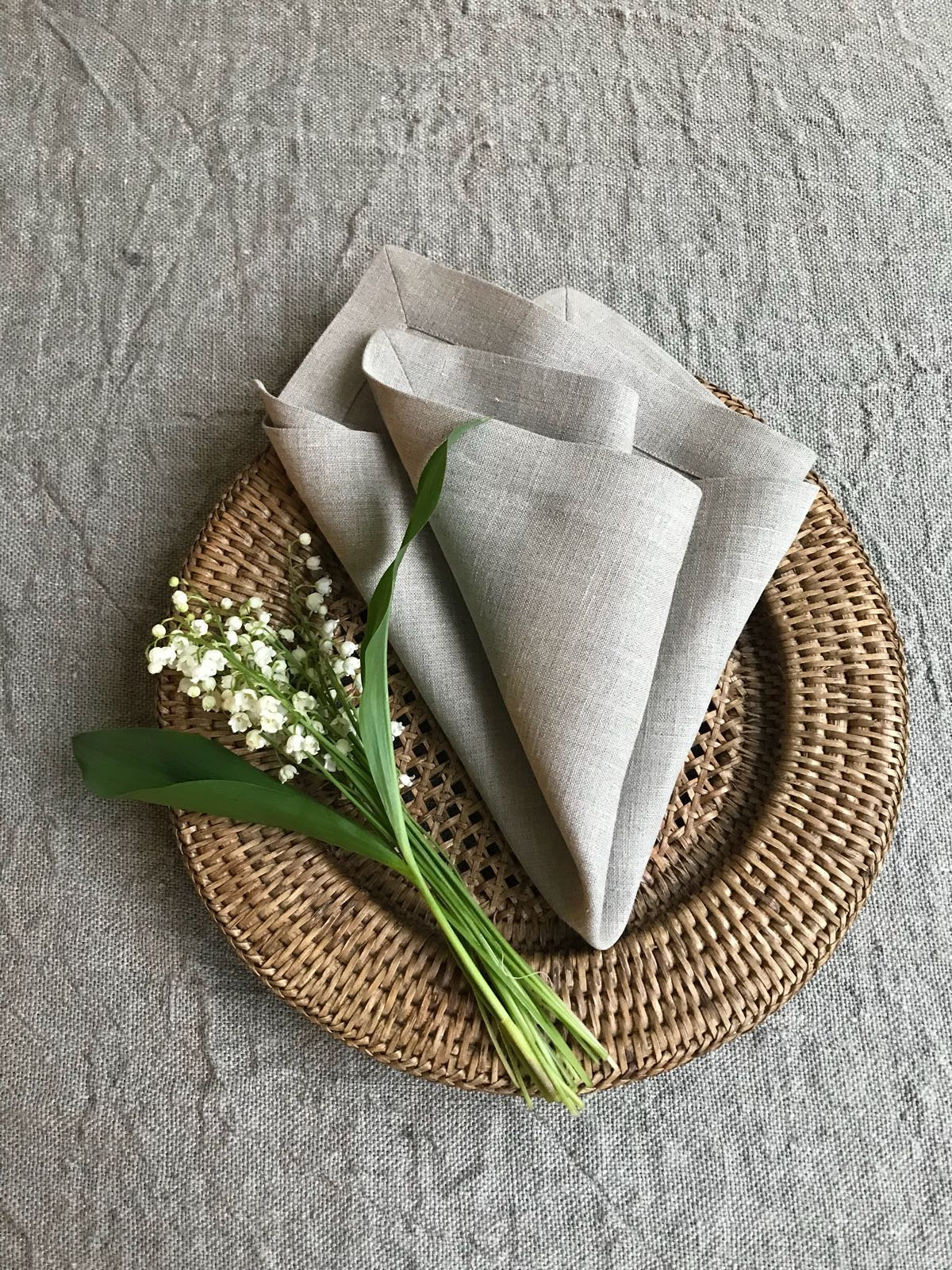 Linen Napkins, Set of 8 natural taupe linen napkins - Linenbee