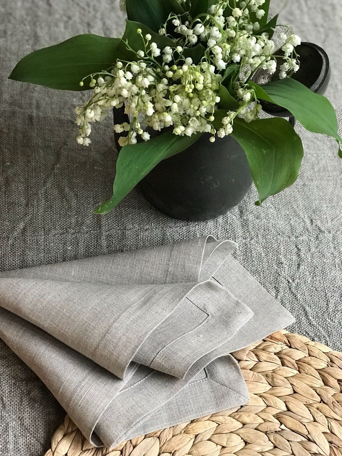 Linen Napkins, Set of 8 natural taupe linen napkins, eight cloth napkins, natural napkins, cloth dining napkins, grey napkins Linenbee