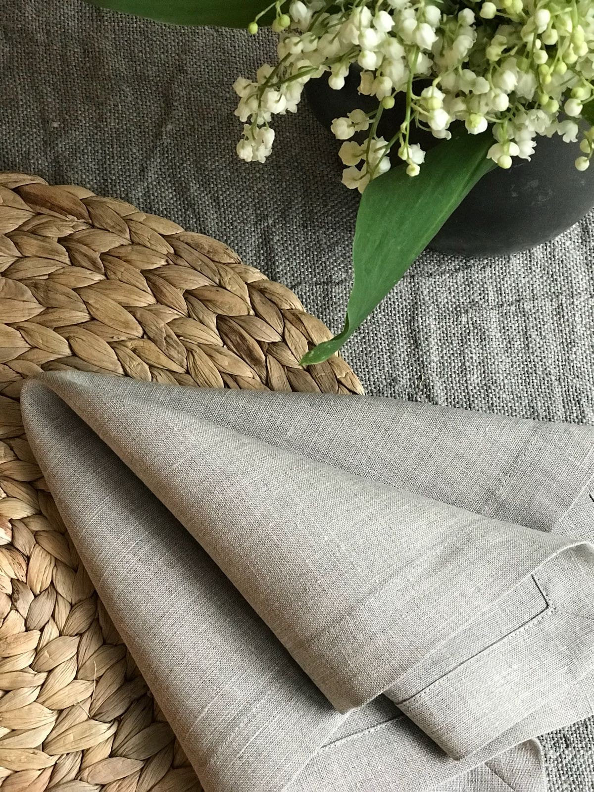 Linen Napkins, Set of 8 natural taupe linen napkins, eight cloth napkins, natural napkins, cloth dining napkins, grey napkins Linenbee