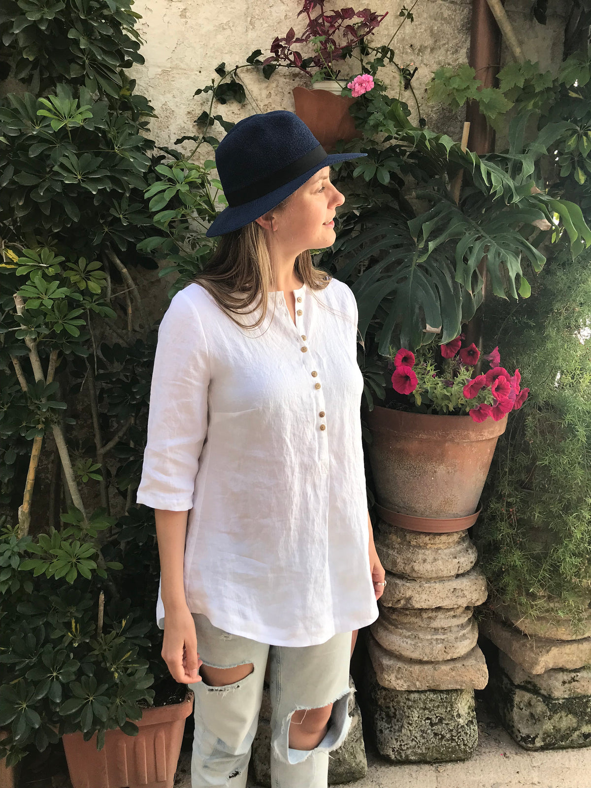 Loose Womens Shirt with Buttons, Linen Shirt, Plus size shirt, Tunic Shirt, Summer shirt, light shirt, boho shirt, Linen Top White Light Top