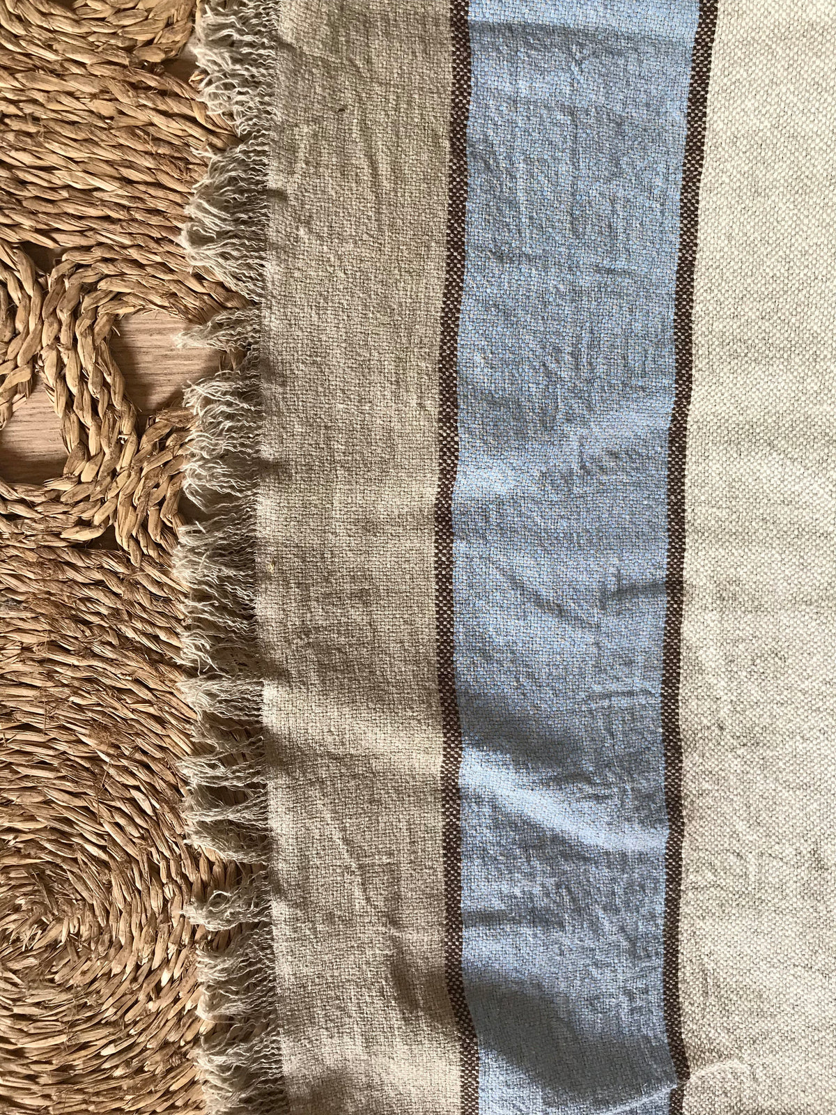 King Size Throw, Striped Linen Bed Cover, Natural Linen Cover, Textured Linen Throw, Linen Blanket, Daybed blanket, Summer Blanket