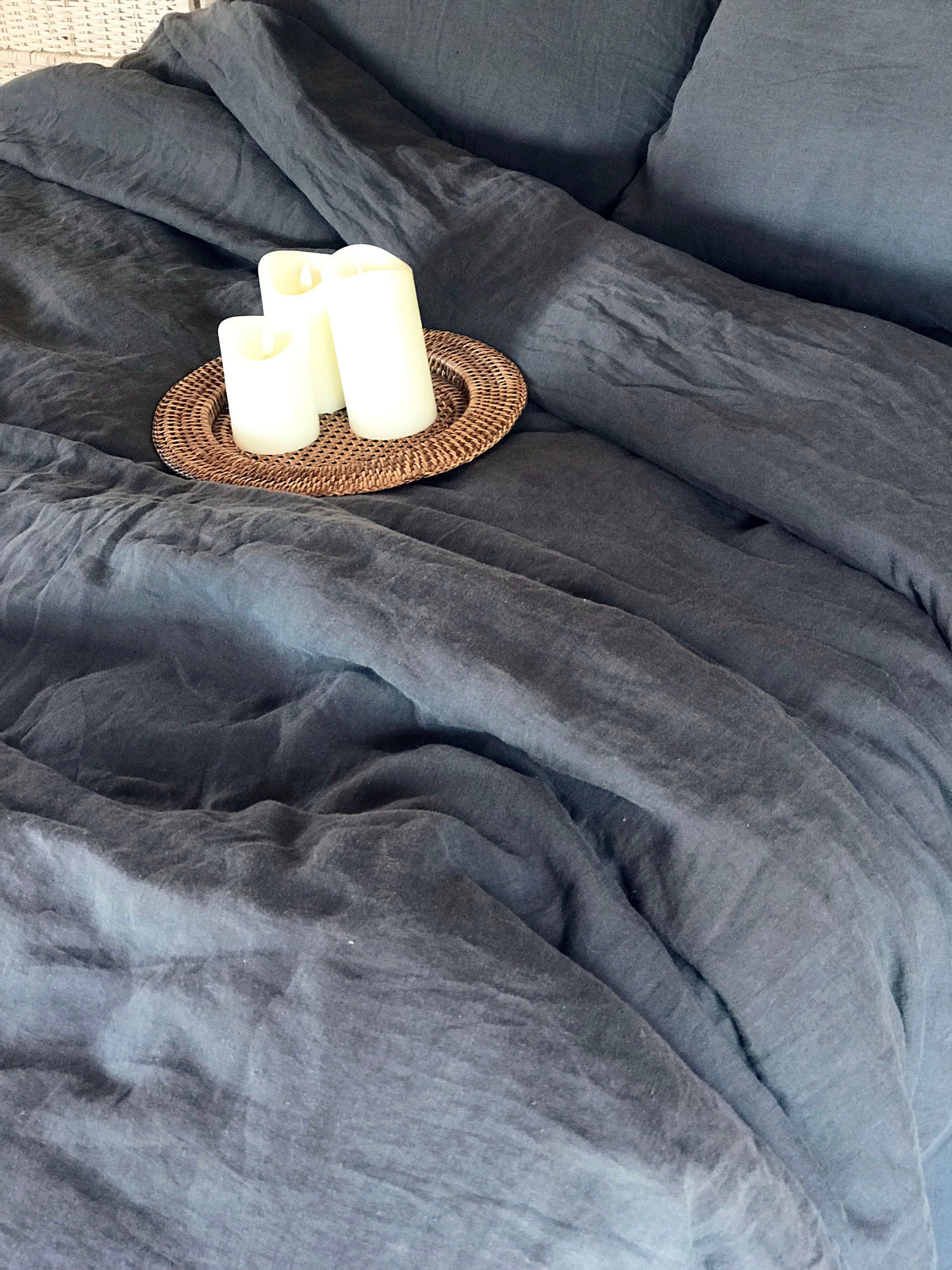 100% Linen Duvet Cover and Two Pillowcases, Grey linen bedding set, dark grey duvet cover queen, king, twin custom linen set pillowcases