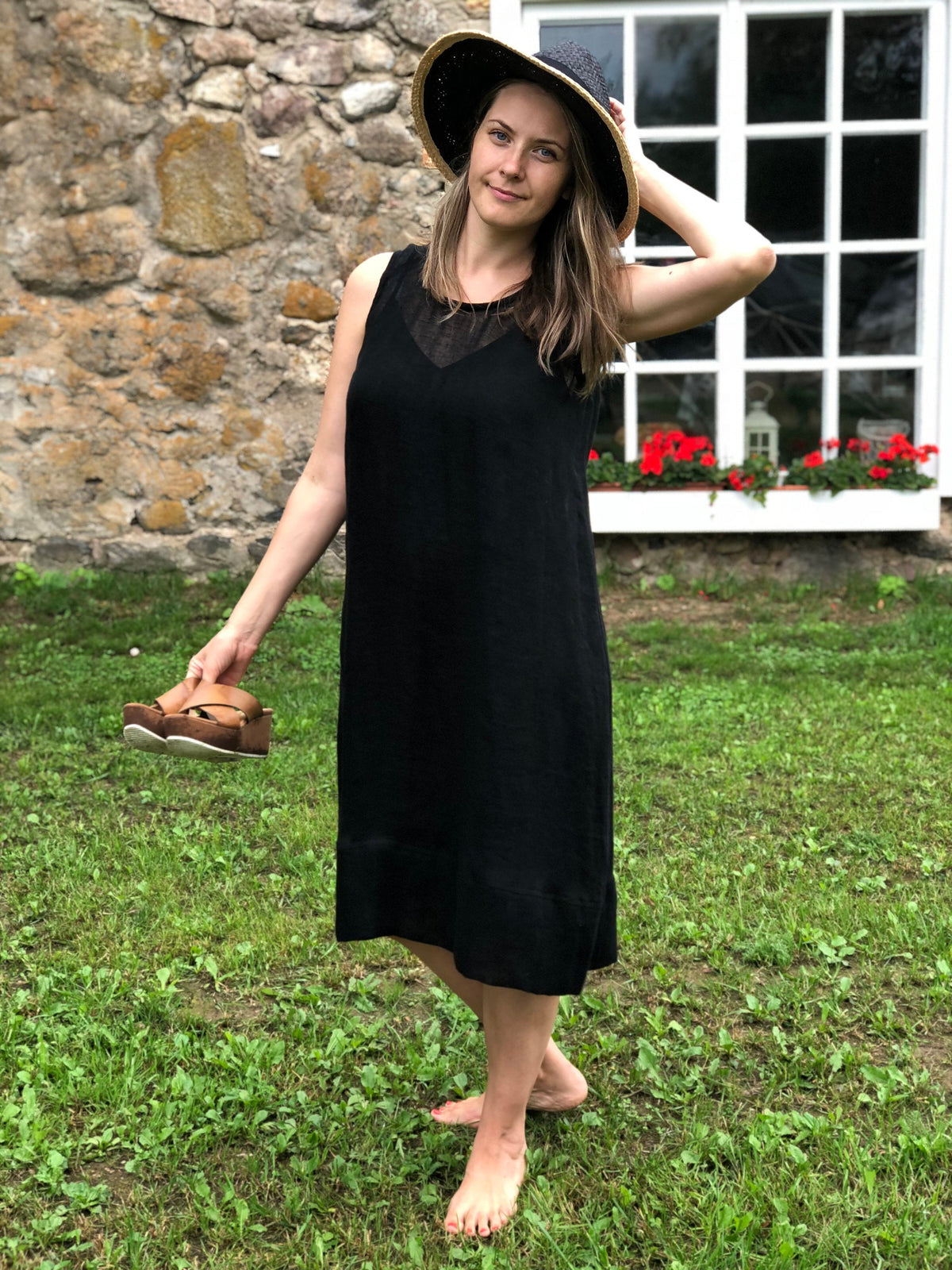 Black Gauze Linen Dress "Kate", Loose Dress Linen - Linenbee Black Gauze Linen Dress "Kate", Loose Dress Linen - Linenbee