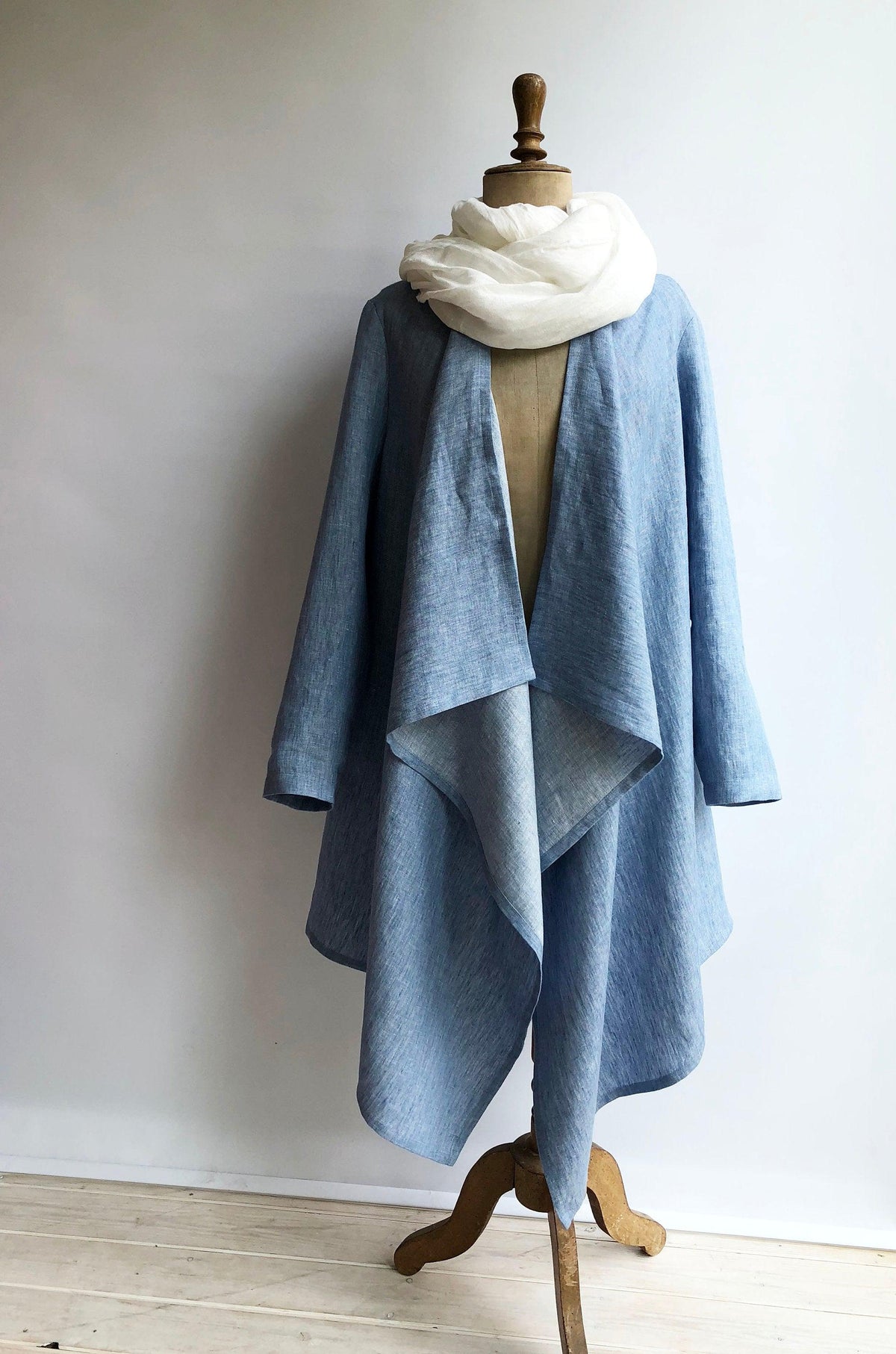 Linen Kimono Jacket, Loose Linen Drape Jacket, Blue Cardigan Linen Coverup, Linen Jacket Womens, Loose Jacket Plus size Plus size clothing