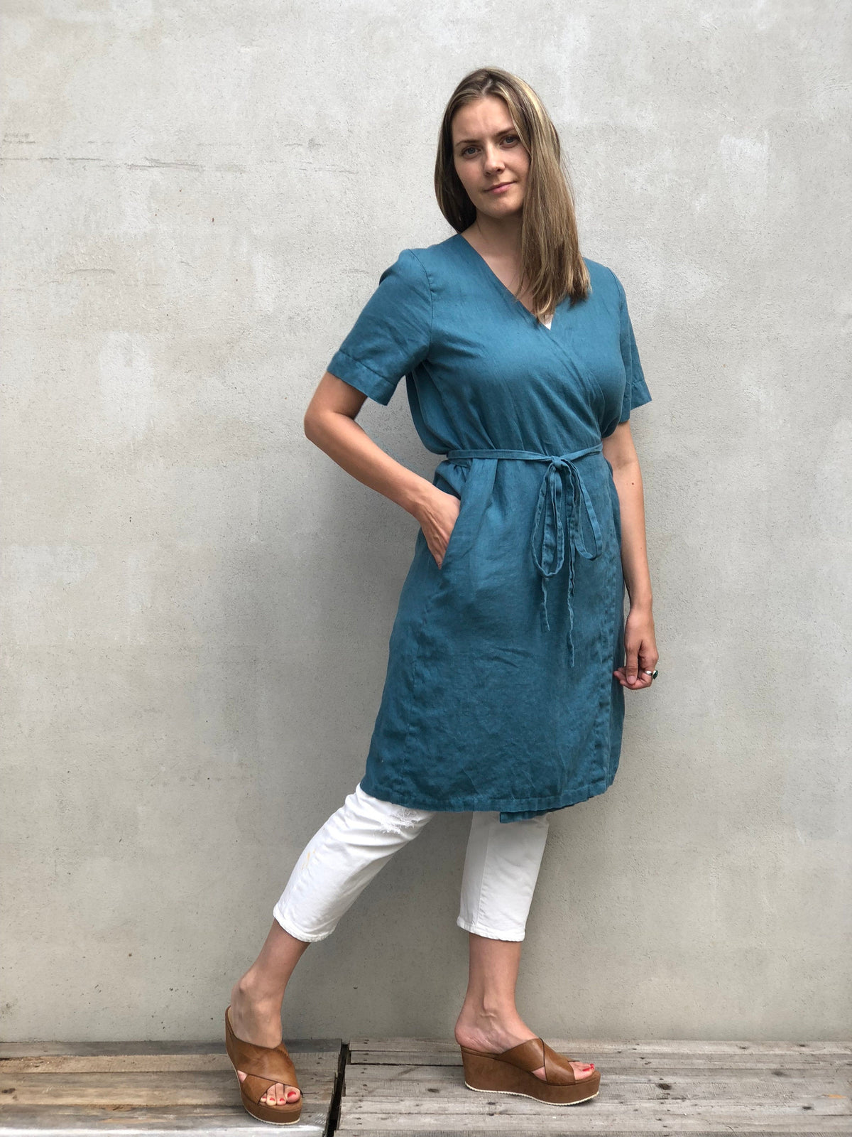 Linen Dress &amp;quot;Pamela&amp;quot;, Wrap Dress Linen, Linen Dress for Women, Linen Womens Dress, Simple Linen Dress, Plus size Women, Plus size dress
