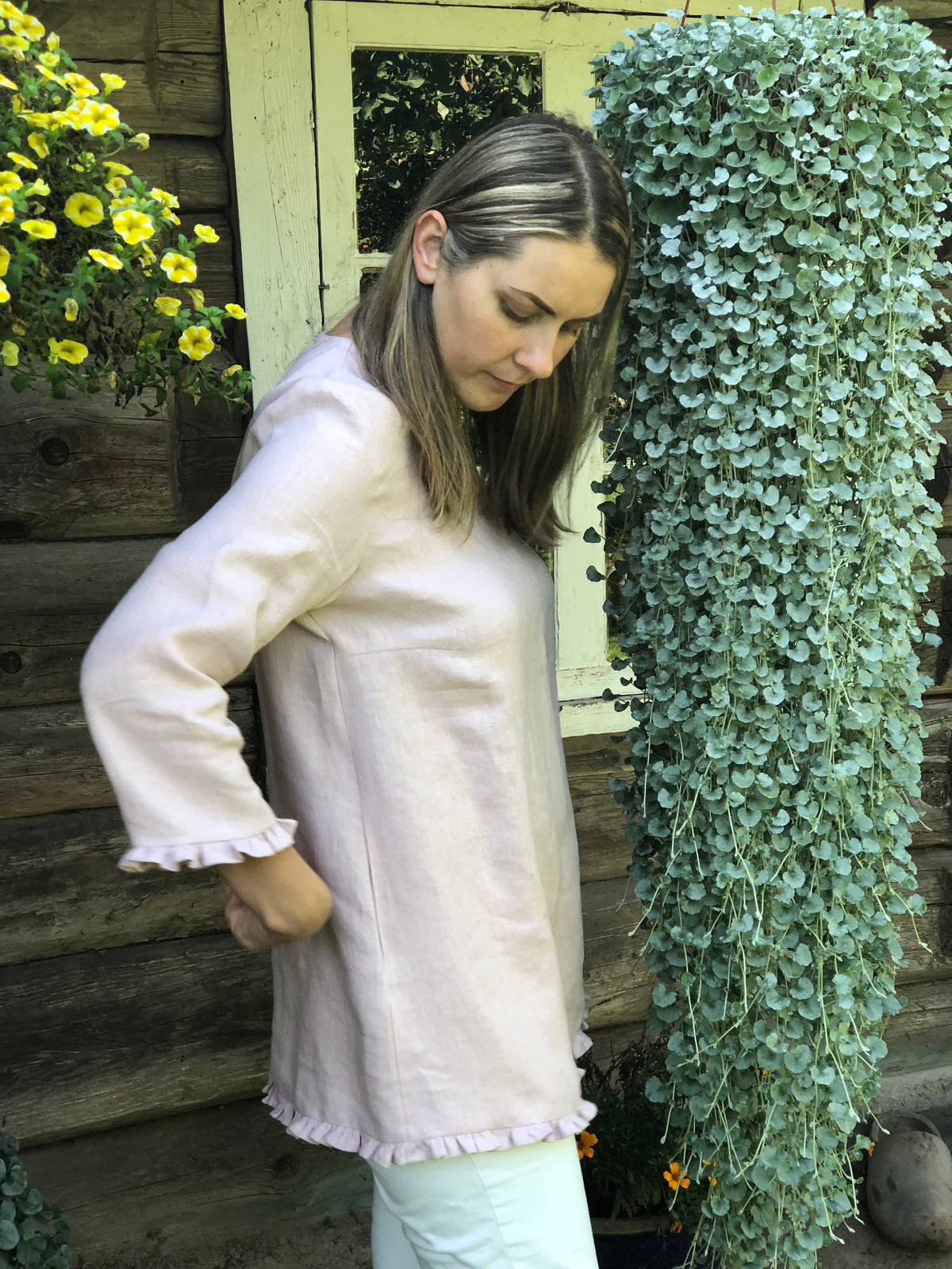 Linen Tunic with Ruffles &amp;#39;Shirley&amp;#39;, elegant linen tunic top, linen tunic for women, linen blouse woman, formal linen tunic ruffled, chic top