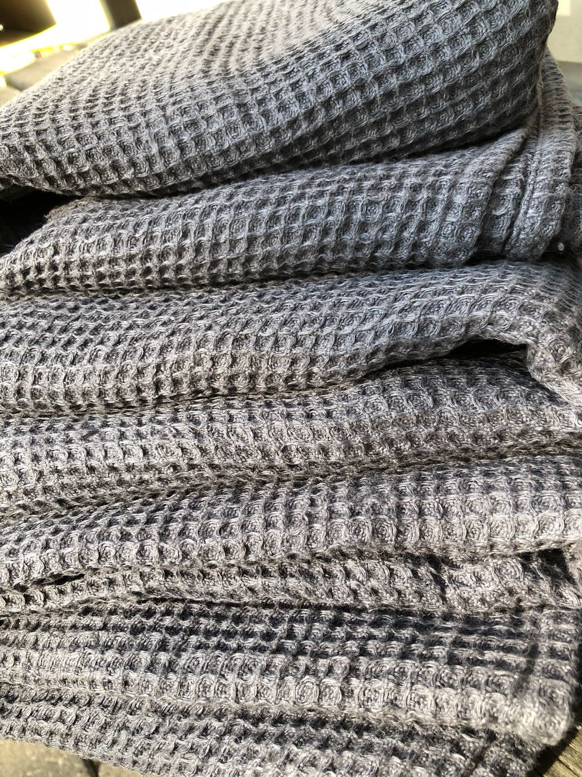 Dark Grey linen bath towel waffle, gift for men, large towel, bath towel for men, massage towel, sauna towel, woven towel, 100% linen towel