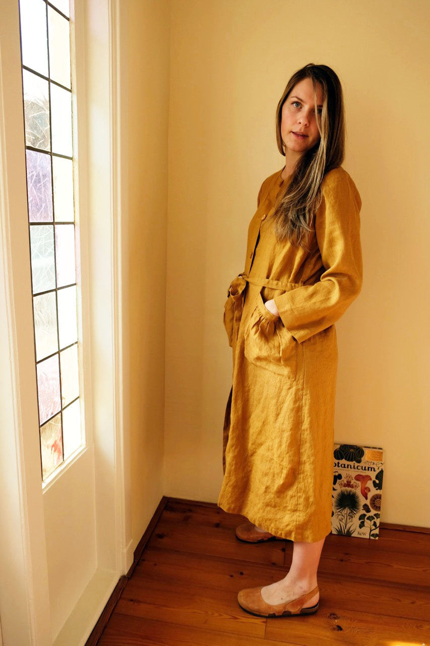 Long Robe &amp;quot;Ofelia&amp;quot;, Long Sleeve Robe, Long Gown, Linen Robes for Women, Work coat Long Sleeve Dress, Linen Jacket, Long Jacket Breastfeeding
