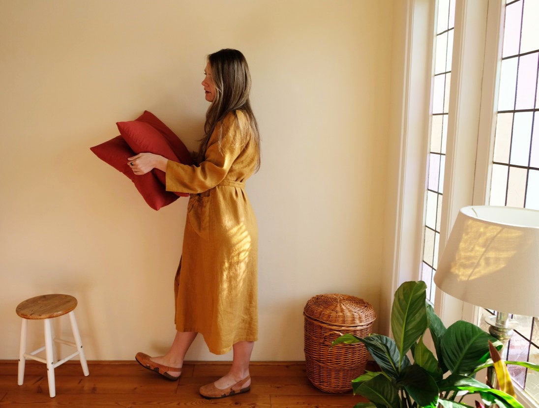 Long Robe &amp;quot;Ofelia&amp;quot;, Long Sleeve Robe, Long Gown, Linen Robes for Women, Work coat Long Sleeve Dress, Linen Jacket, Long Jacket Breastfeeding