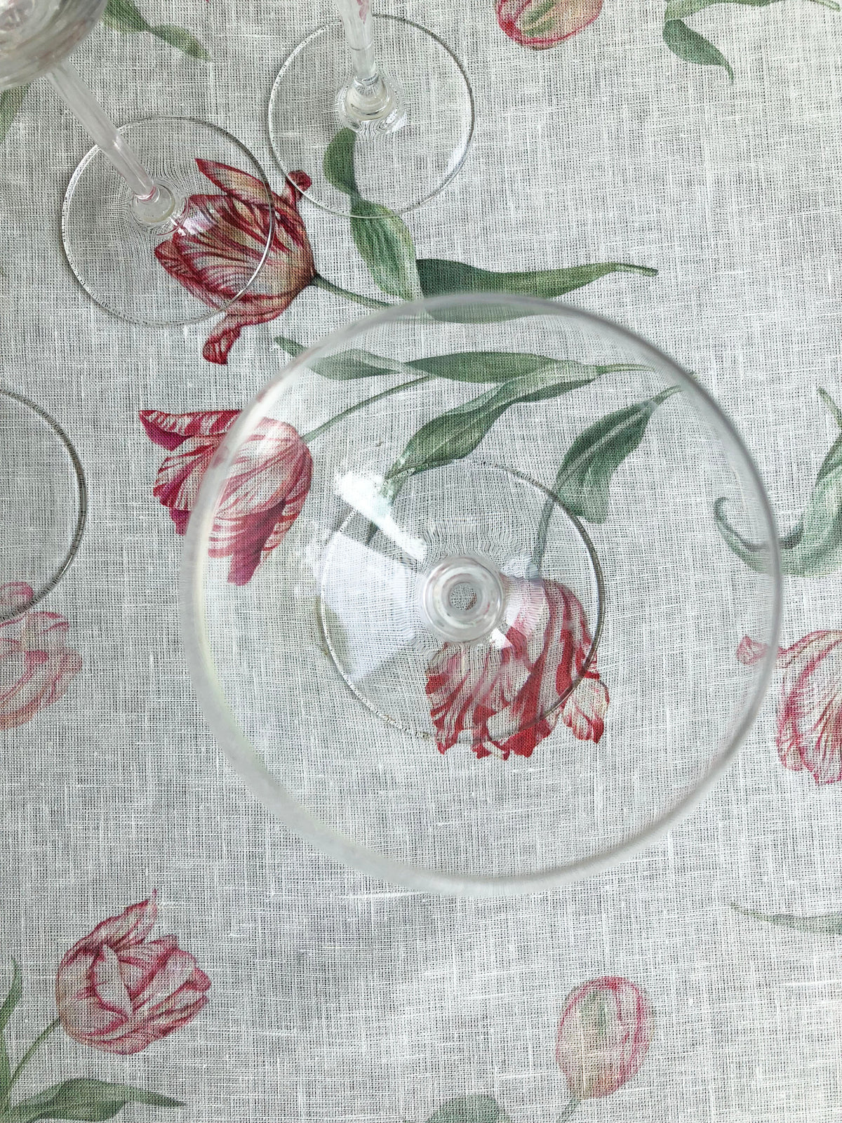 Extra Wide Linen Tablecloth with Tulip Print, Flower Table Cloth, Flower print tablecloth, square linen tablecloth, large linen tablecloth