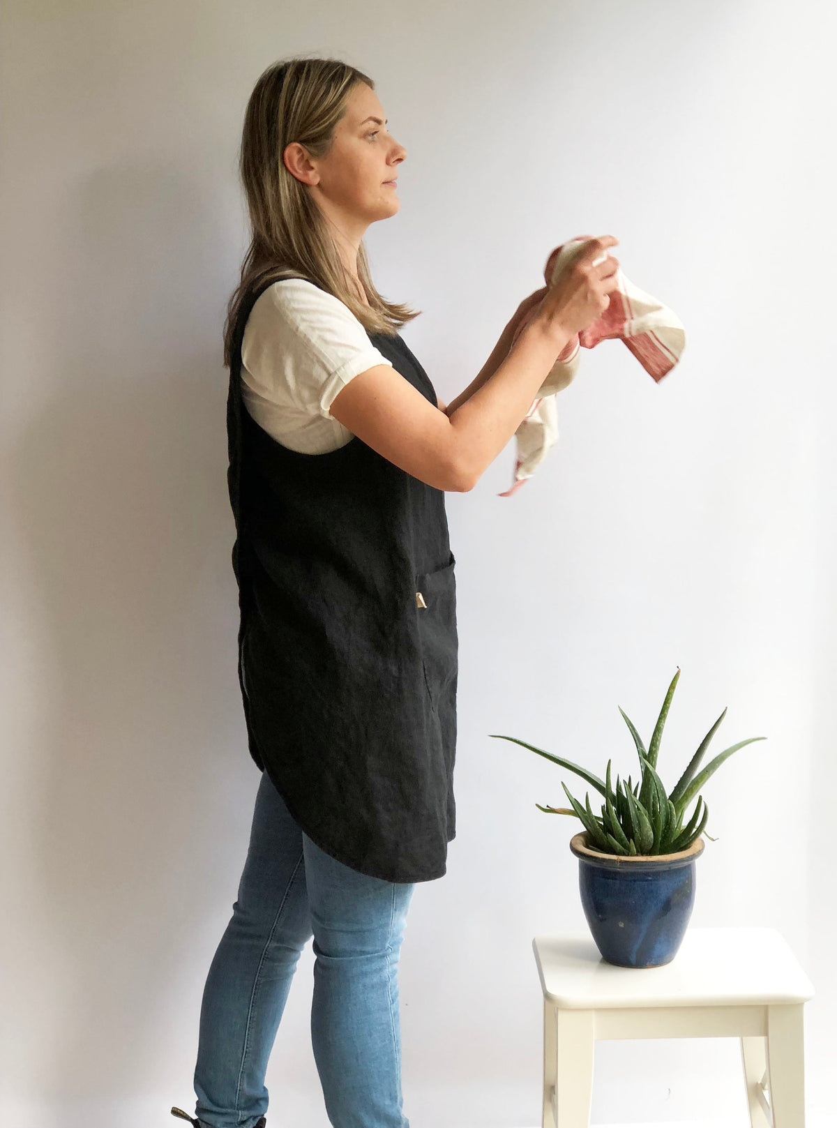 Pinafore Apron, Linen Smock, Linen Pinafore Apron Dress, Full Apron, Linen Coverup, Smock Apron, Craft Apron, Christmas Gift, No Ties Apron