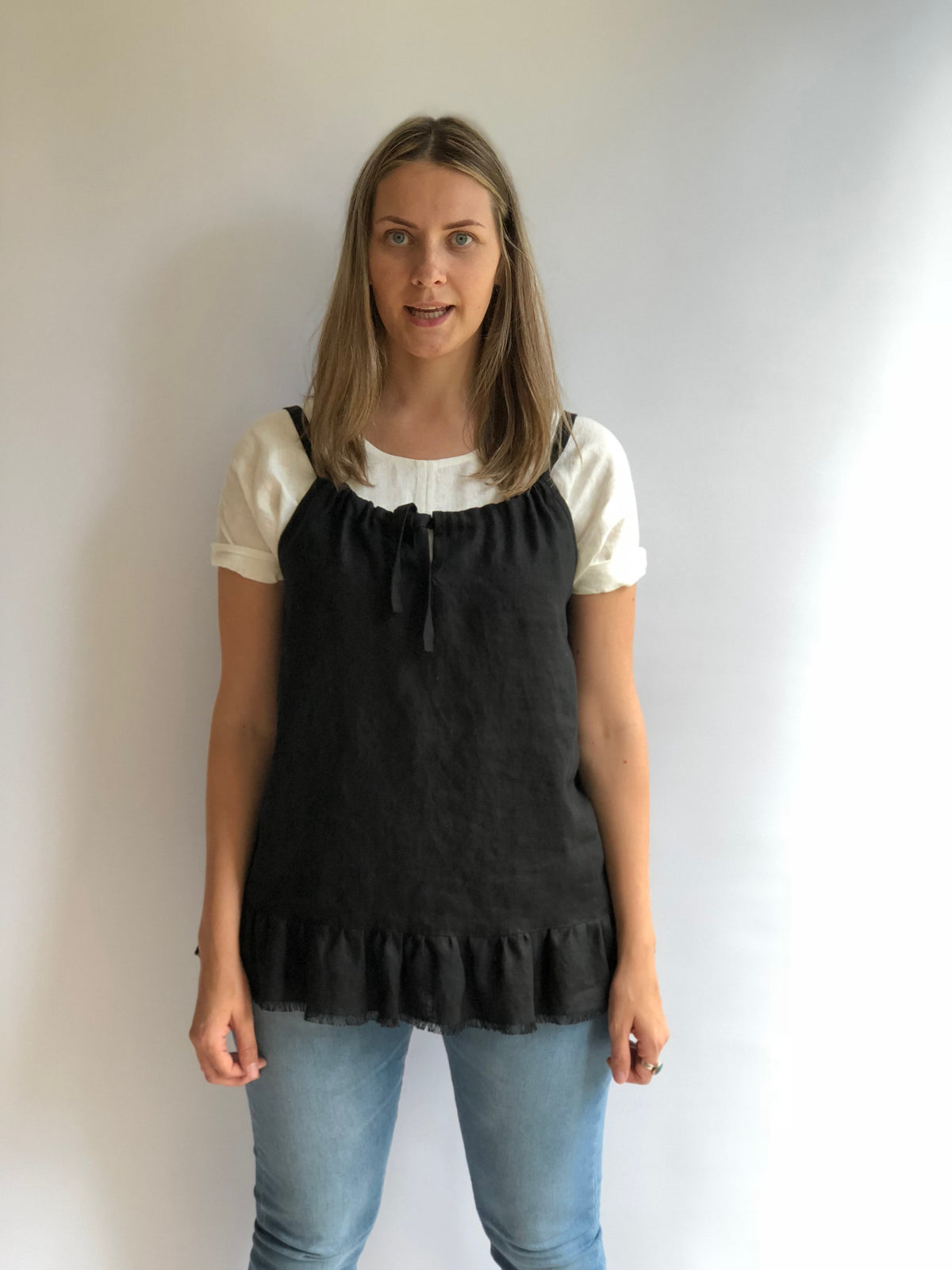 Sleeveless Linen Top &amp;quot;Carola&amp;quot;, Drawstring neckline Top, Womens Top, Linen Tee, Loose top, Loose Linen Shirt, Sleeveless Top, Strap Top Linen