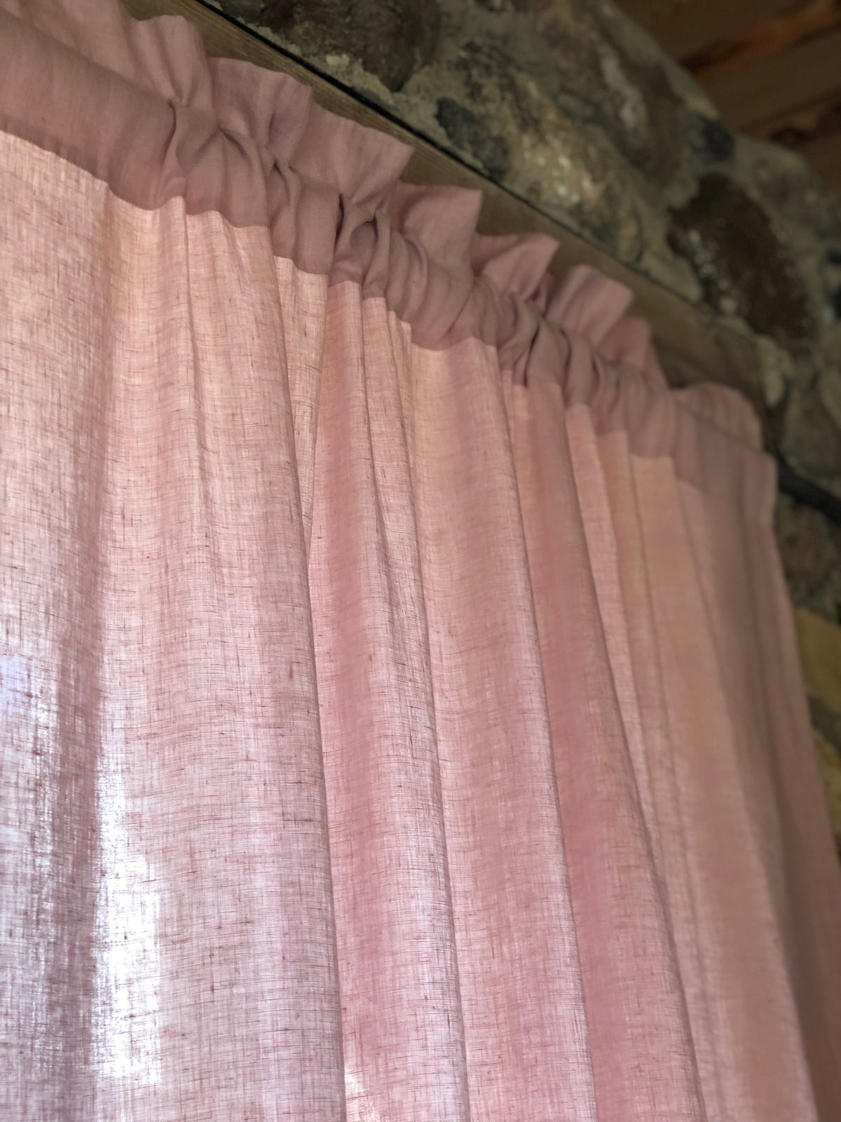 Linen Curtain Panel with Ruffle, Dusty Pink Window Curtains, Linen Drapes, Linen Curtains, Curtain Panels, Boho