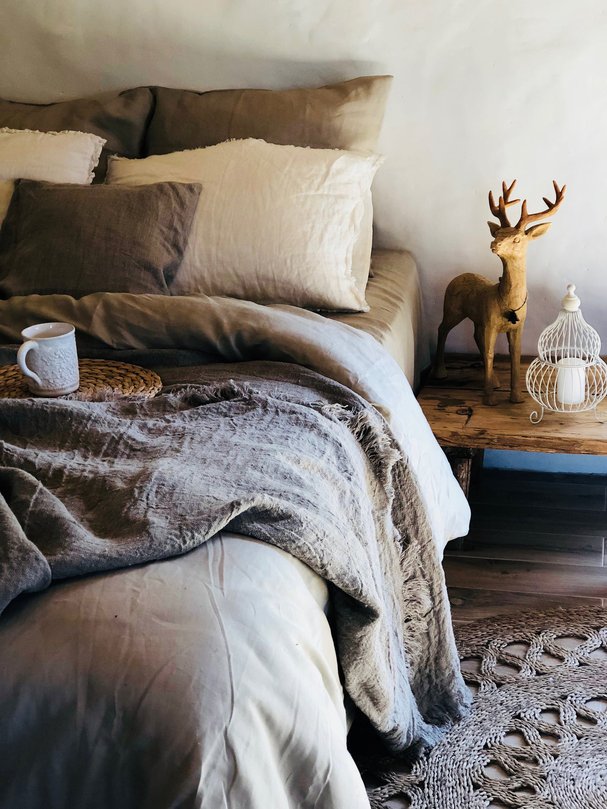 Linen bed cover, Rustic linen, Rustic blanket with fringes, linen throw, bed throw, rustic throw, natural bed covers,, burlap bedding