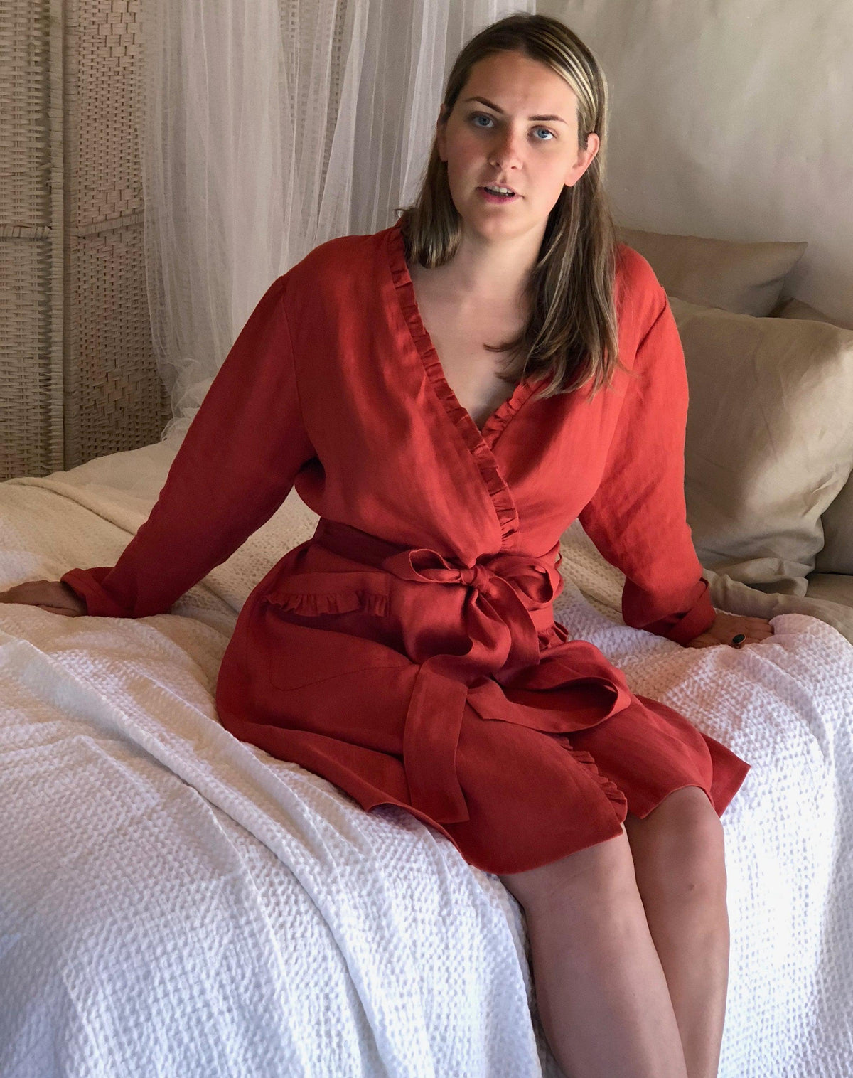 Linen robe, soft robe, robe coverup, robe for bride, linen bath robe, linen night gown, morning dress, linen sleep wear, women robe