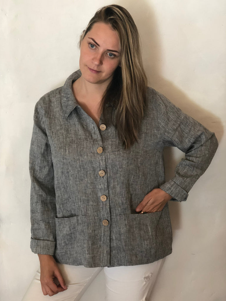 Oversized Linen Cardigan Devonne | linenhandmadestudio.com