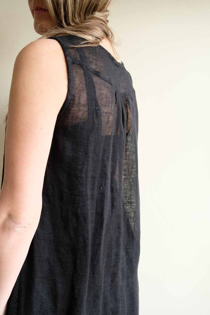 Black Gauze Linen Dress "Kate", Loose Dress Linen - Linenbee Black Gauze Linen Dress "Kate", Loose Dress Linen - Linenbee
