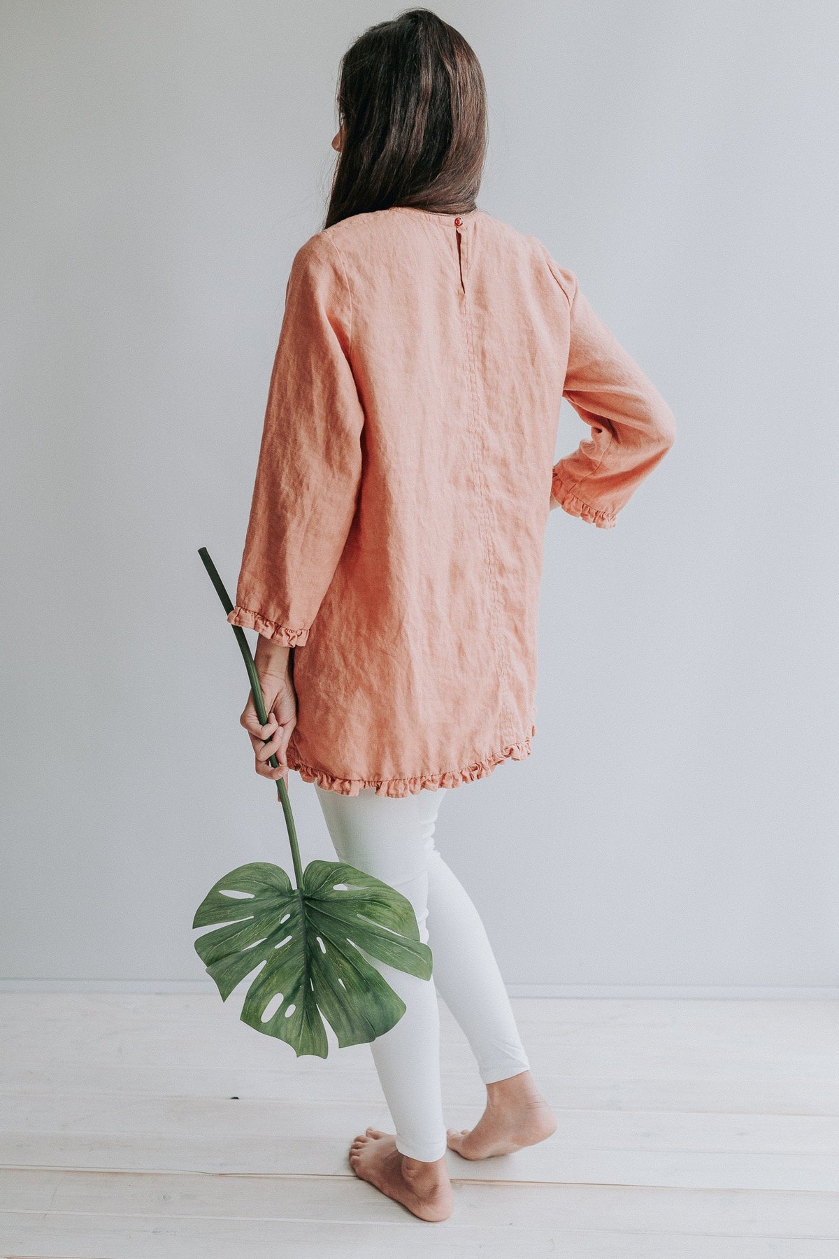 Linen Tunic with Ruffles &amp;#39;Shirley&amp;#39;, elegant linen tunic top, linen tunic for women, linen blouse woman, formal linen tunic ruffled, chic top