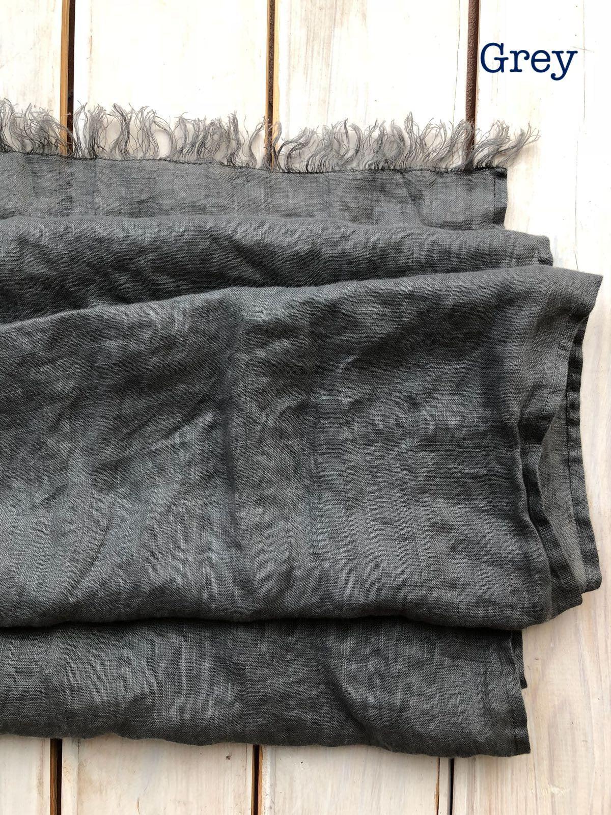 Dark Grey Oversized Scarf, Linen Shawl - Linenbee