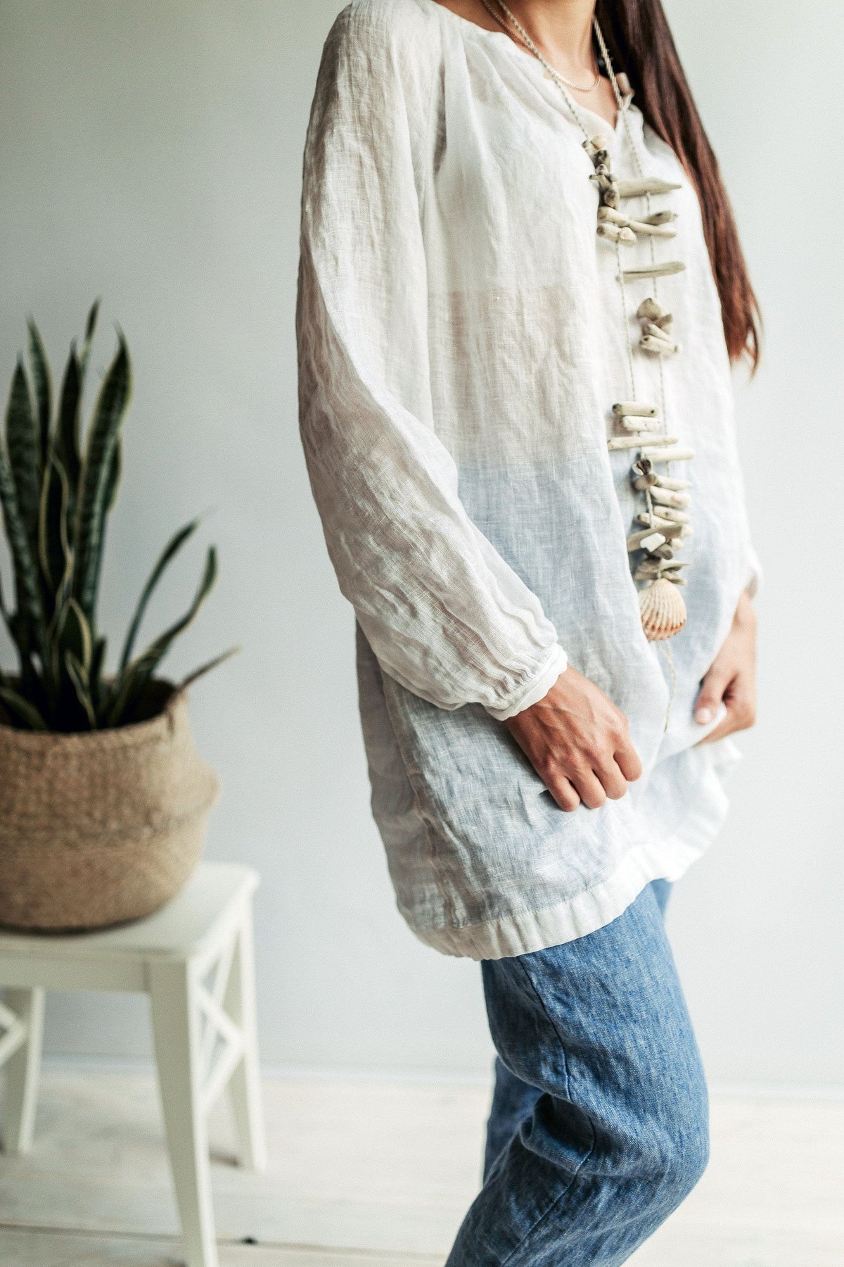 Linen Shirt for Women, Gauzy Lightweight Boho Top, Sheer Tunic Top, Linen Coverup Beach Plus Size Top, Linen Blouse, Womens Shirt Boho Shirt