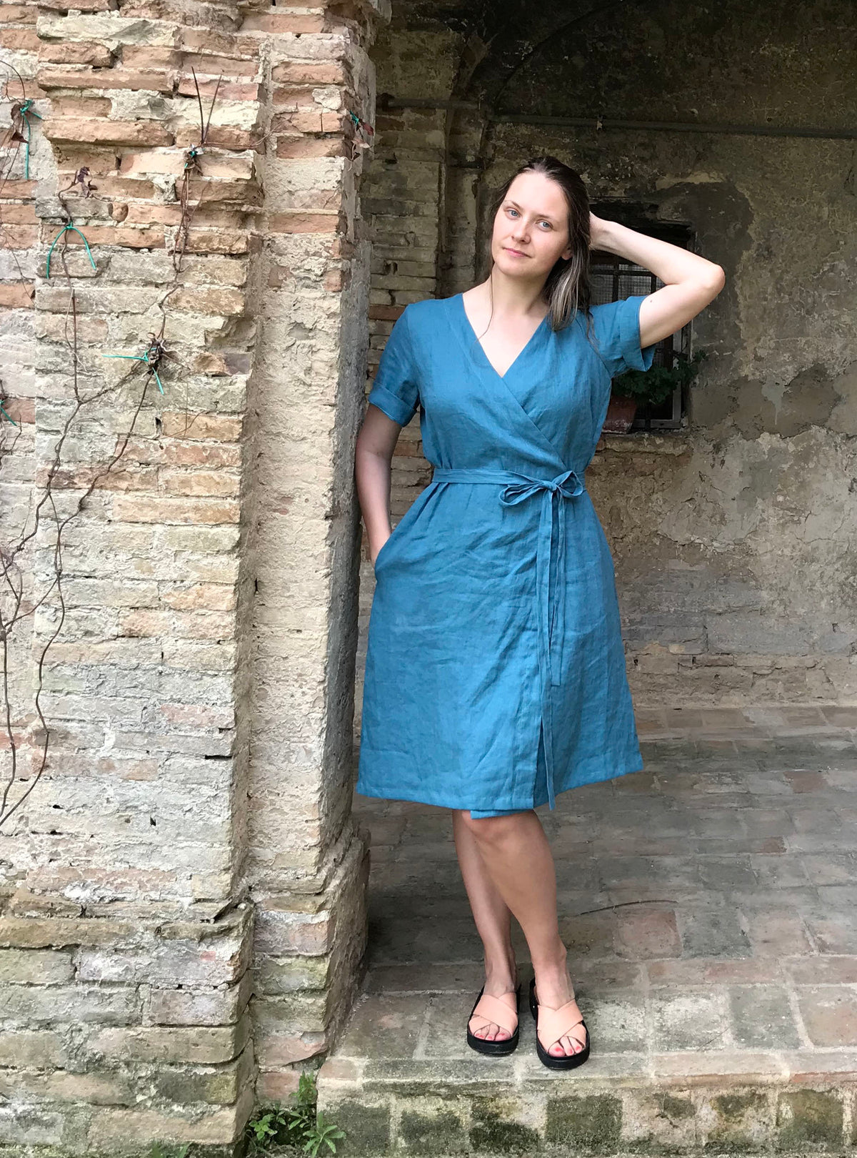 Linen Dress "Pamela", Wrap Dress Linen - Linenbee Linen Dress "Pamela", Wrap Dress Linen - Linenbee