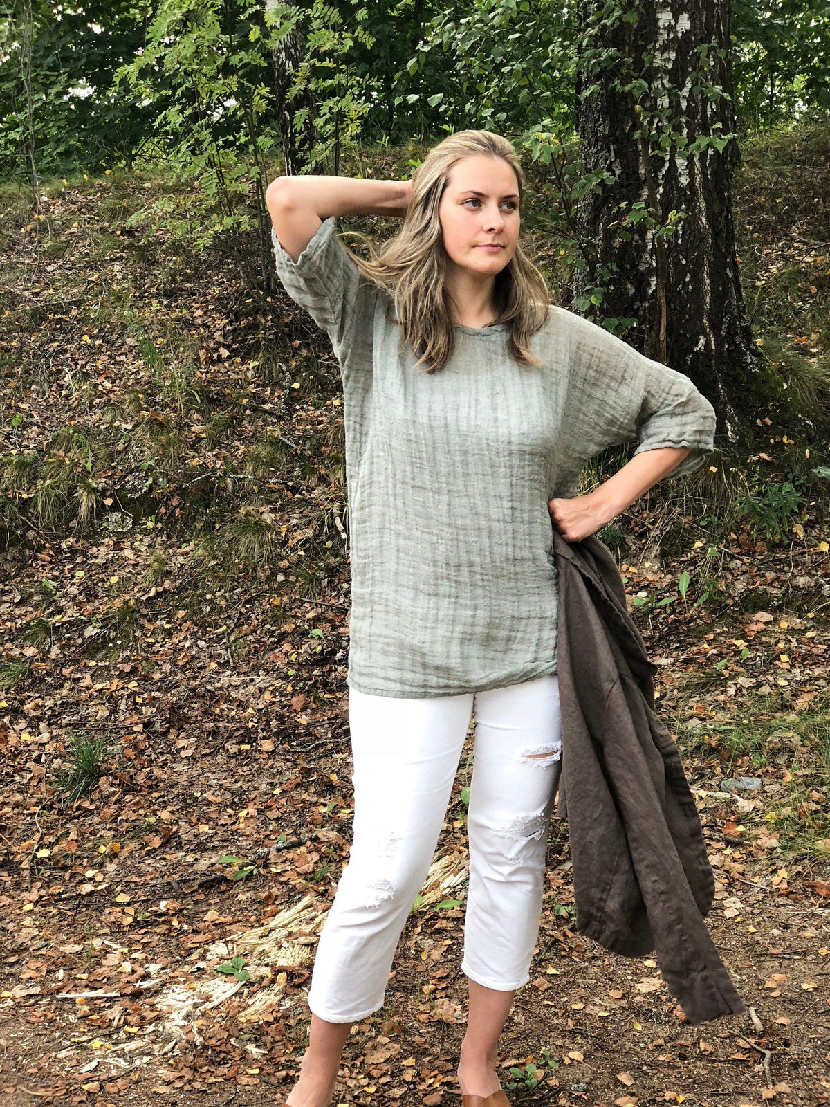 Linen Tunic Top &amp;quot;Helen-Slim&amp;quot;, Gauzy Lightweight Coverup, Gauzy Linen Top, Gauze Top, Beach Cover Up, Plus size cover up Plus Size Tunic Top