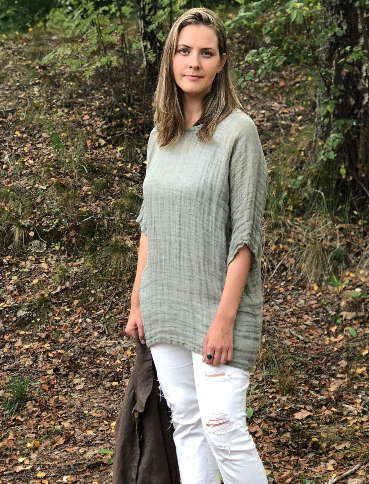 Linen Tunic Top &amp;quot;Helen-Slim&amp;quot;, Gauzy Lightweight Coverup, Gauzy Linen Top, Gauze Top, Beach Cover Up, Plus size cover up Plus Size Tunic Top