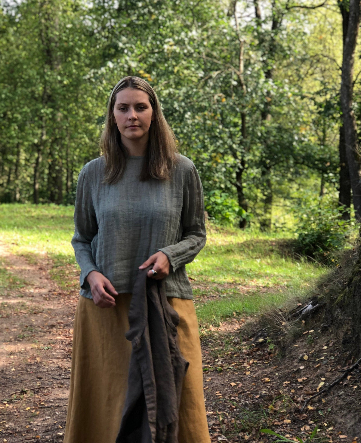 Linen Gauze Top &amp;#39;Sophia&amp;#39; with Long Sleeves, Linen Blouse, Linen Shirt with Sleeves Plus size shirt Gauzy top Rustic net top long sleeves