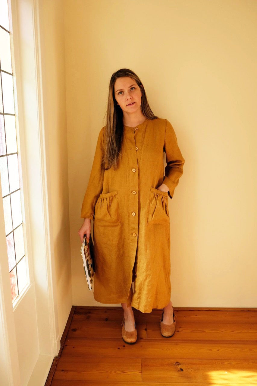 Long Robe &amp;quot;Ofelia&amp;quot;, Long Sleeve Robe, Long Gown, Linen Robes for Women, Work coat Long Sleeve Dress, Linen Jacket, Long Jacket Breastfeeding