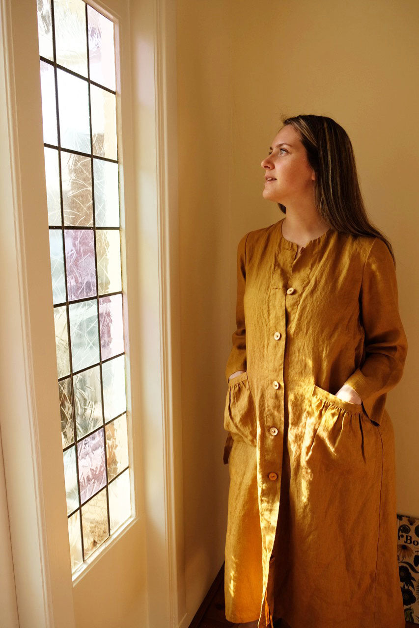 Long Robe &amp;quot;Ofelia&amp;quot;, Long Sleeve Robe, Long Gown, Linen Robes for Women, Work coat Long Sleeve Dress, Linen Jacket, Long Jacket Breastfeeding