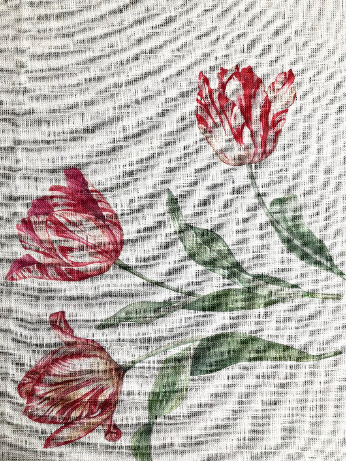 Extra Wide Linen Tablecloth with Tulip Print, Flower Table Cloth, Flower print tablecloth, square linen tablecloth, large linen tablecloth