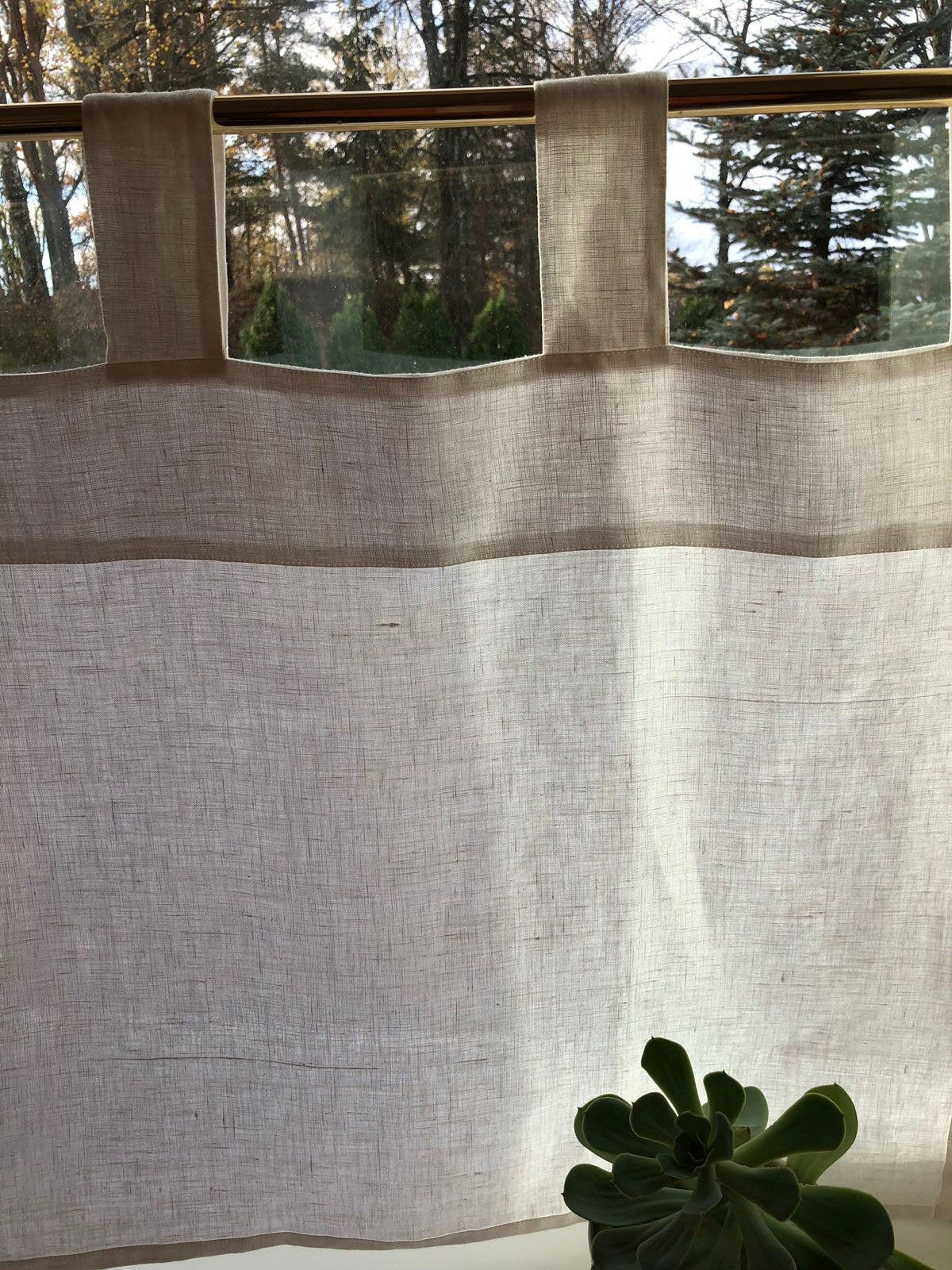 Linen Cafe Curtain, White Linen Curtain Panel, Linen Valance, Privacy Curtain, Kitchen Curtain Linen Kitchen Valance Cupboard Curtain Custom